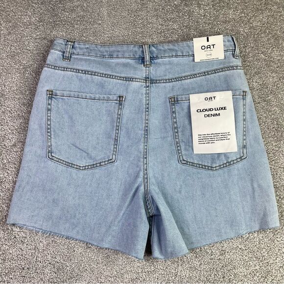 OAT New York Cloud Luxe Shorts Women’s 10/30 Blue High Rise Raw Hem Lightweight - Picture 2 of 11